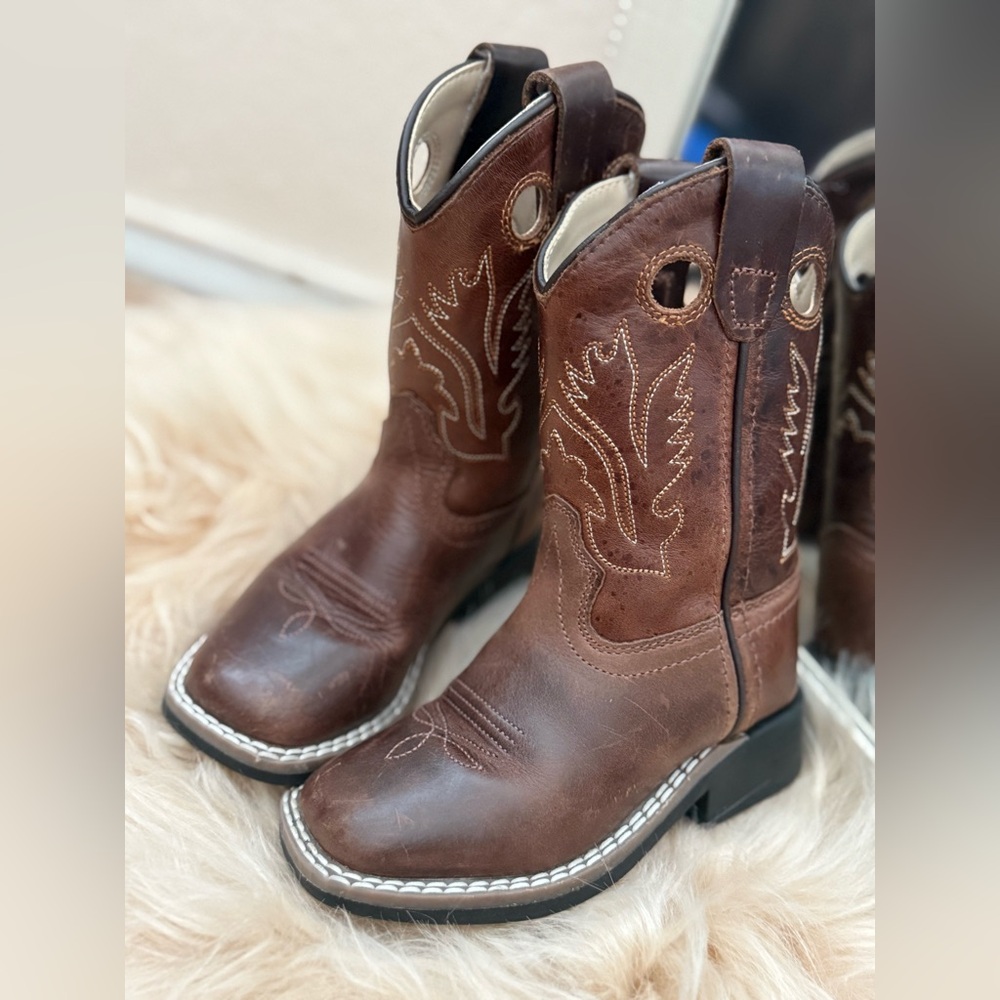 Old West Leather Cowboy Boots - Rich Brown